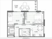 ЖК «Plus Пулковский», планировка 2-комнатной квартиры, 55.50 м²