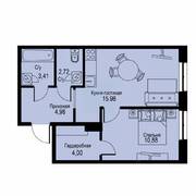 ЖК «ID Кудрово», планировка 1-комнатной квартиры, 41.97 м²