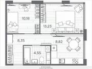 ЖК «Plus Пулковский», планировка 2-комнатной квартиры, 45.13 м²