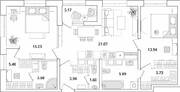 ЖК «БелАрт», планировка 2-комнатной квартиры, 76.15 м²