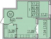 МЖК «Образцовый квартал 13», планировка 1-комнатной квартиры, 40.49 м²