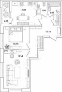 ЖК «БелАрт», планировка 2-комнатной квартиры, 61.06 м²
