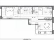 ЖК «Plus Пулковский», планировка 2-комнатной квартиры, 53.19 м²