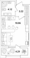 ЖК «БелАрт», планировка студии, 28.04 м²