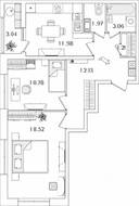 ЖК «БелАрт», планировка 2-комнатной квартиры, 61.17 м²