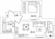 ЖК «БелАрт», планировка 1-комнатной квартиры, 35.31 м²