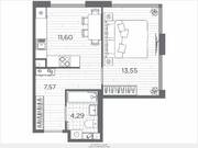 ЖК «Plus Пулковский», планировка 1-комнатной квартиры, 37.01 м²