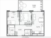 ЖК «Plus Пулковский», планировка 2-комнатной квартиры, 55.36 м²