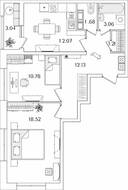 ЖК «БелАрт», планировка 2-комнатной квартиры, 60.97 м²