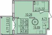 МЖК «Образцовый квартал 13», планировка 1-комнатной квартиры, 37.08 м²