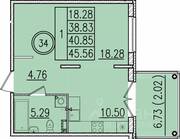 МЖК «Образцовый квартал 13», планировка 1-комнатной квартиры, 38.83 м²