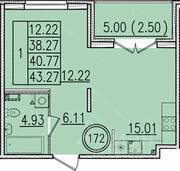 МЖК «Образцовый квартал 13», планировка 1-комнатной квартиры, 38.27 м²