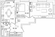 ЖК «БелАрт», планировка 2-комнатной квартиры, 59.60 м²