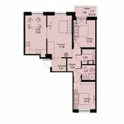 ЖК «ID Кудрово», планировка 3-комнатной квартиры, 68.13 м²