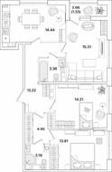 ЖК «Академик», планировка 3-комнатной квартиры, 80.81 м²