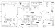 ЖК «БелАрт», планировка 2-комнатной квартиры, 76.26 м²