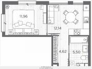 ЖК «Plus Пулковский», планировка 1-комнатной квартиры, 34.22 м²