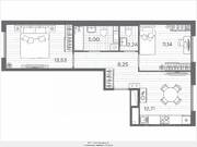 ЖК «Plus Пулковский», планировка 2-комнатной квартиры, 52.87 м²