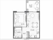 ЖК «Plus Пулковский», планировка 1-комнатной квартиры, 37.41 м²
