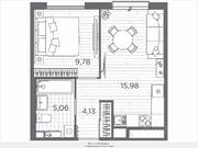ЖК «Plus Пулковский», планировка 1-комнатной квартиры, 34.95 м²