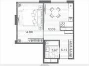ЖК «Plus Пулковский», планировка 1-комнатной квартиры, 36.01 м²