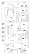 ЖК «БелАрт», планировка 2-комнатной квартиры, 85.26 м²