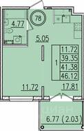 МЖК «Образцовый квартал 13», планировка 1-комнатной квартиры, 39.35 м²