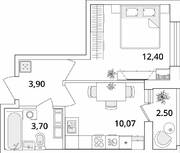 ЖК «Cube», планировка 1-комнатной квартиры, 31.32 м²