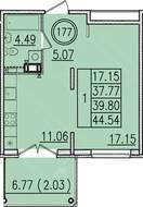 МЖК «Образцовый квартал 13», планировка 1-комнатной квартиры, 37.77 м²