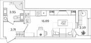 ЖК «БелАрт», планировка студии, 25.05 м²