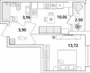ЖК «Cube», планировка 1-комнатной квартиры, 32.89 м²