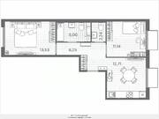 ЖК «Plus Пулковский», планировка 2-комнатной квартиры, 53.28 м²