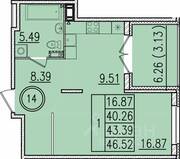 МЖК «Образцовый квартал 13», планировка 1-комнатной квартиры, 40.26 м²