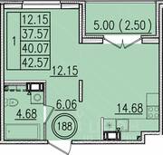 МЖК «Образцовый квартал 13», планировка 1-комнатной квартиры, 37.57 м²