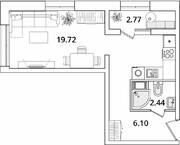 ЖК «БелАрт», планировка студии, 29.65 м²