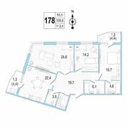 ЖК «Lotos Club», планировка 3-комнатной квартиры, 112.60 м²