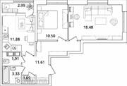 ЖК «БелАрт», планировка 2-комнатной квартиры, 60.30 м²