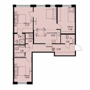 ЖК «ID Кудрово», планировка 3-комнатной квартиры, 82.98 м²