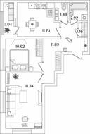 ЖК «БелАрт», планировка 2-комнатной квартиры, 59.68 м²