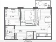 ЖК «Plus Пулковский», планировка 2-комнатной квартиры, 52.77 м²