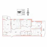 ЖК «Lotos Club», планировка 4-комнатной квартиры, 125.80 м²