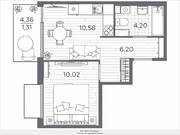 ЖК «Plus Пулковский», планировка 1-комнатной квартиры, 32.31 м²