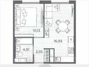 ЖК «Plus Пулковский», планировка 1-комнатной квартиры, 34.92 м²