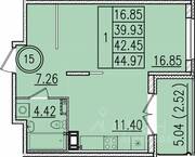 МЖК «Образцовый квартал 13», планировка 1-комнатной квартиры, 39.93 м²