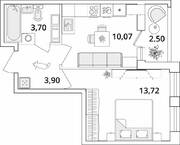 ЖК «Cube», планировка 1-комнатной квартиры, 32.64 м²