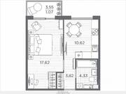 ЖК «Plus Пулковский», планировка 1-комнатной квартиры, 37.46 м²