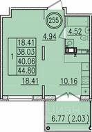 МЖК «Образцовый квартал 13», планировка 1-комнатной квартиры, 38.03 м²