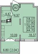 МЖК «Образцовый квартал 13», планировка 1-комнатной квартиры, 37.90 м²