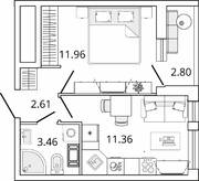 ЖК «Master Place», планировка 1-комнатной квартиры, 30.79 м²