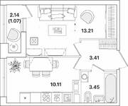 ЖК «Академик», планировка 1-комнатной квартиры, 31.25 м²